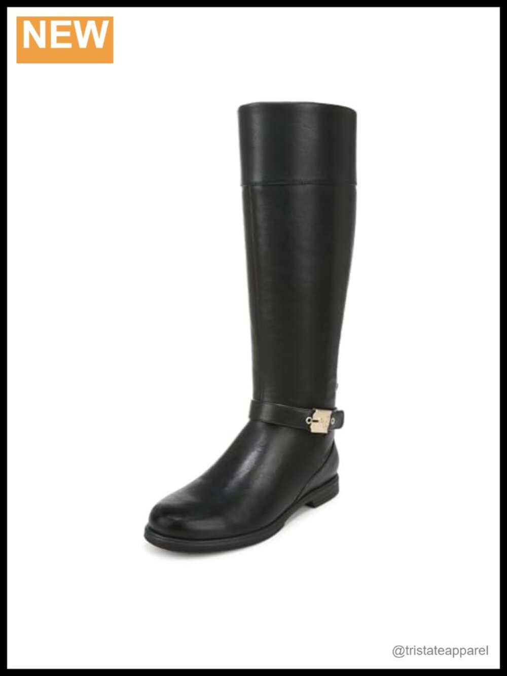 Women's Wide Calf Knee High Boots Faux Leather Buckle Zip